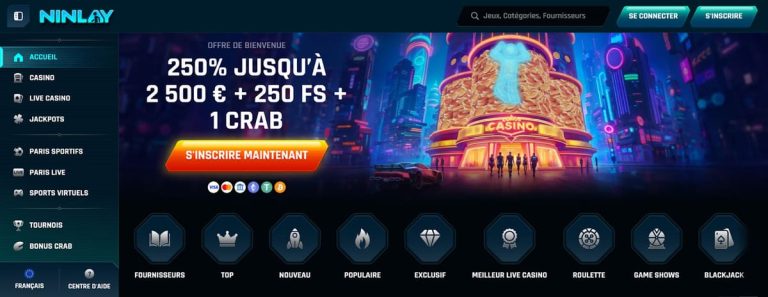 Ninlay Casino page accueil